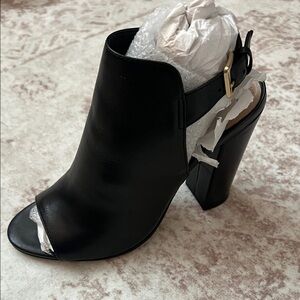Aldo Black Peep-Toe Heeled Booties